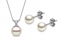Pearl Earring & Necklace Jewelry Set in 18K Gold